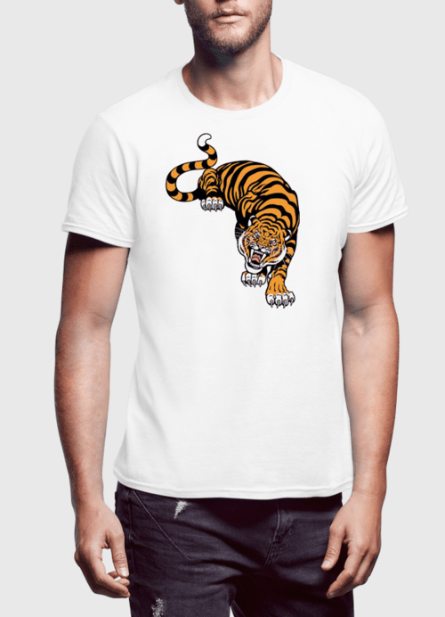 Cornered Tiger Printed T-Shirt - Salons