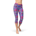 Womens Purple Pink Mermaid Capri Leggings - Salons